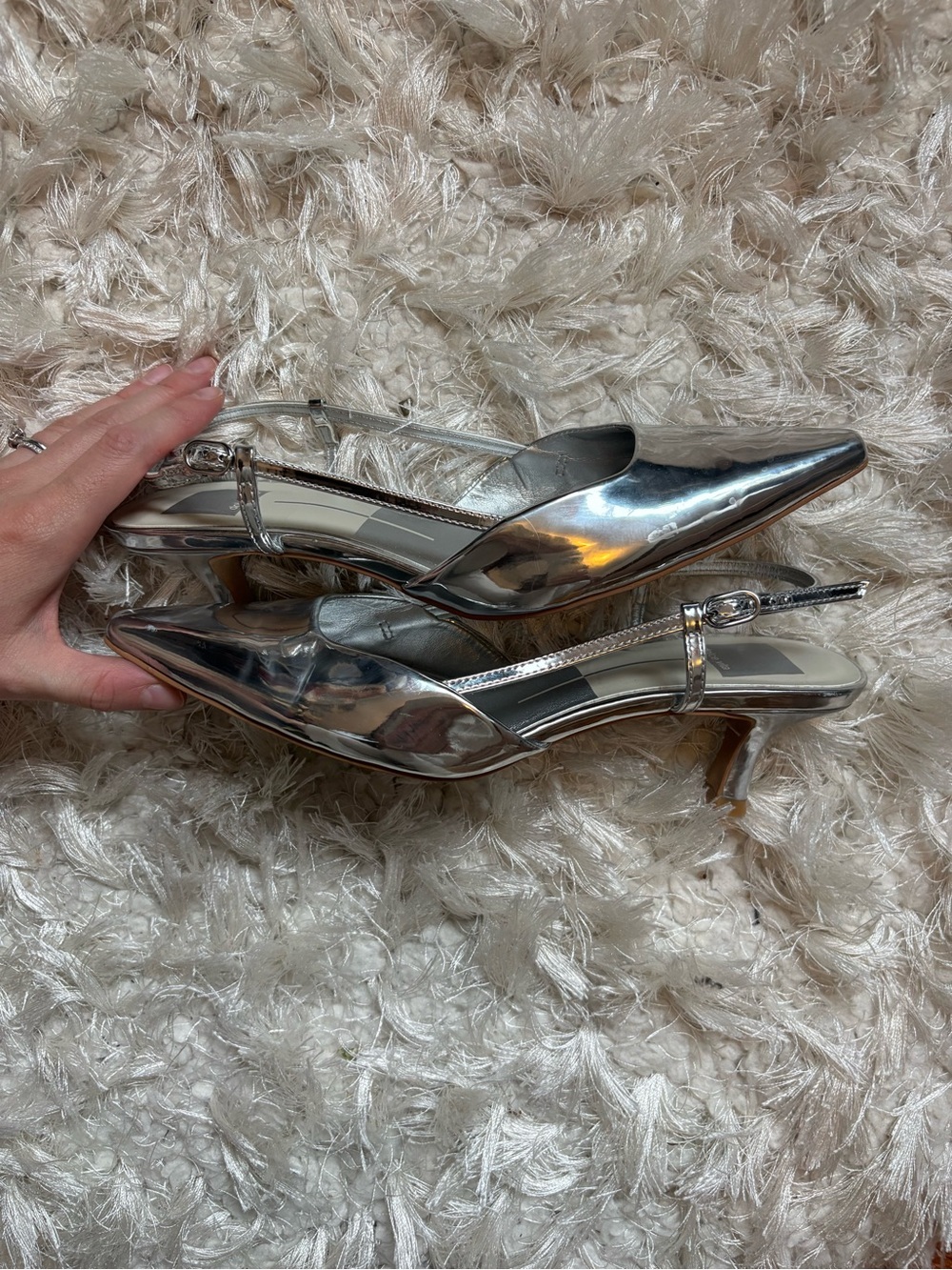 Dolce Vita Odela Silver Slingback Kitten Heel - Picture 3 of 4